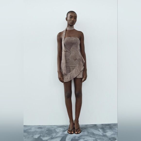 NWT ZARA Printed tulle zebra dress - Picture 4 of 12